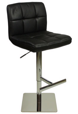 An image of Deluxe Allegro Leather Bar Stool Black Square Base